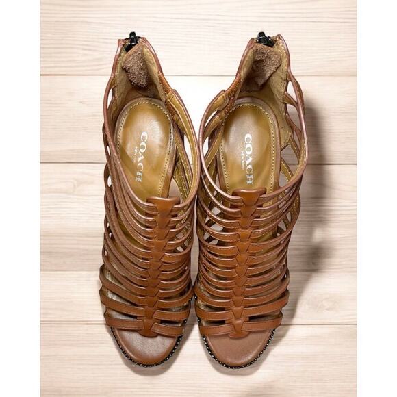Coach Brown Strappy Heels - Picture 2 of 6